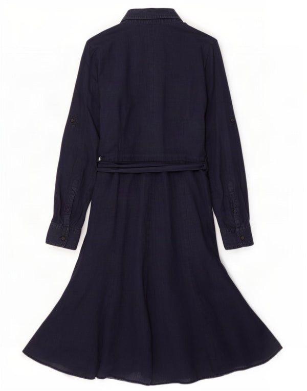 Ralph Lauren Damen-Hemdkleid mit Rüschen vorne, US 4 Small, marineblaues Leinen