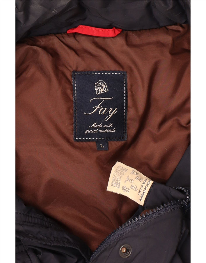 FAY Herren-Jacke mit Kapuze, gepolstert, UK 40, Größe L, Marineblau, Polyester