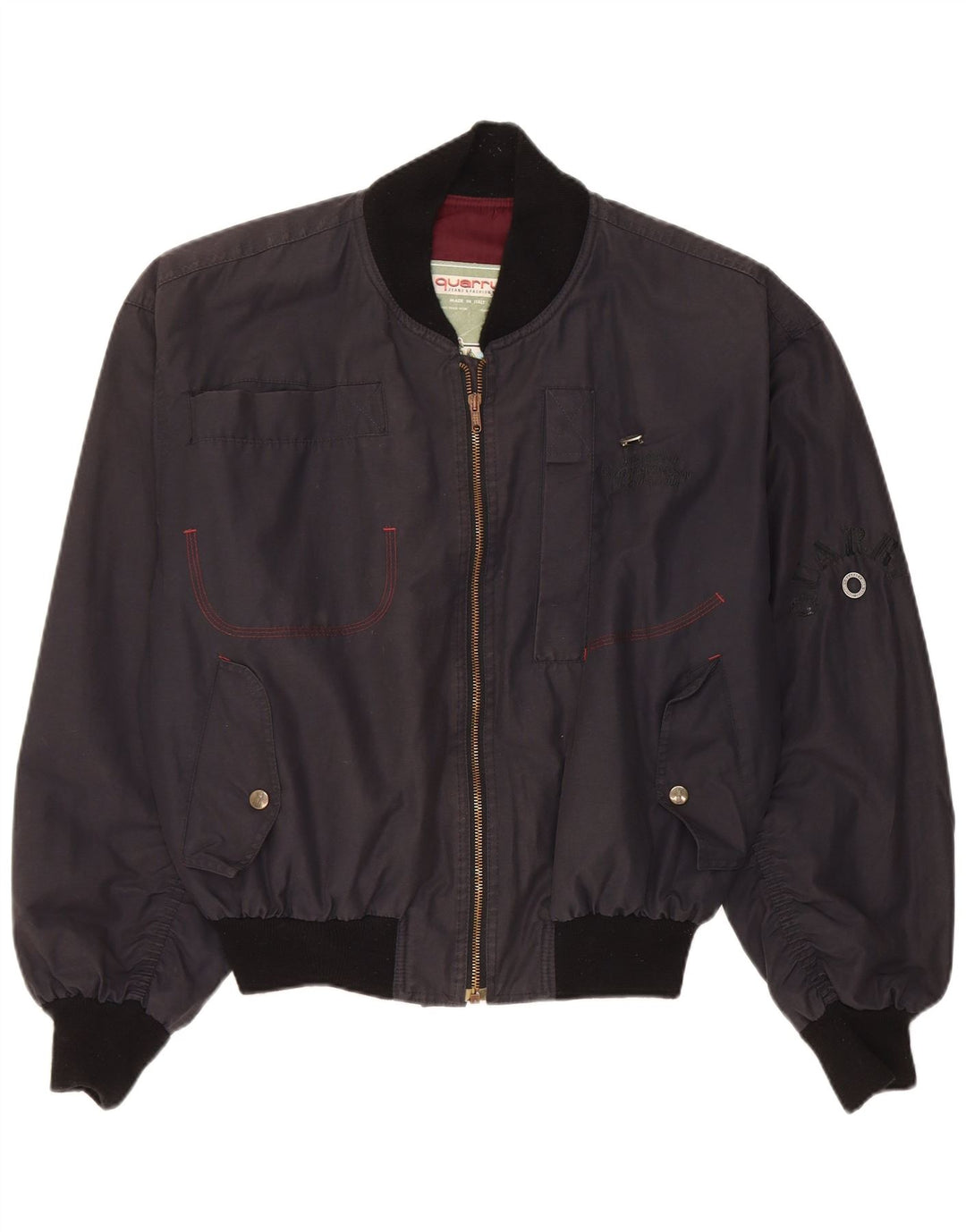 Quarry Herren-Bomberjacke mit lockerer Passform, UK 36, Größe S, Schwarz, Baumwolle