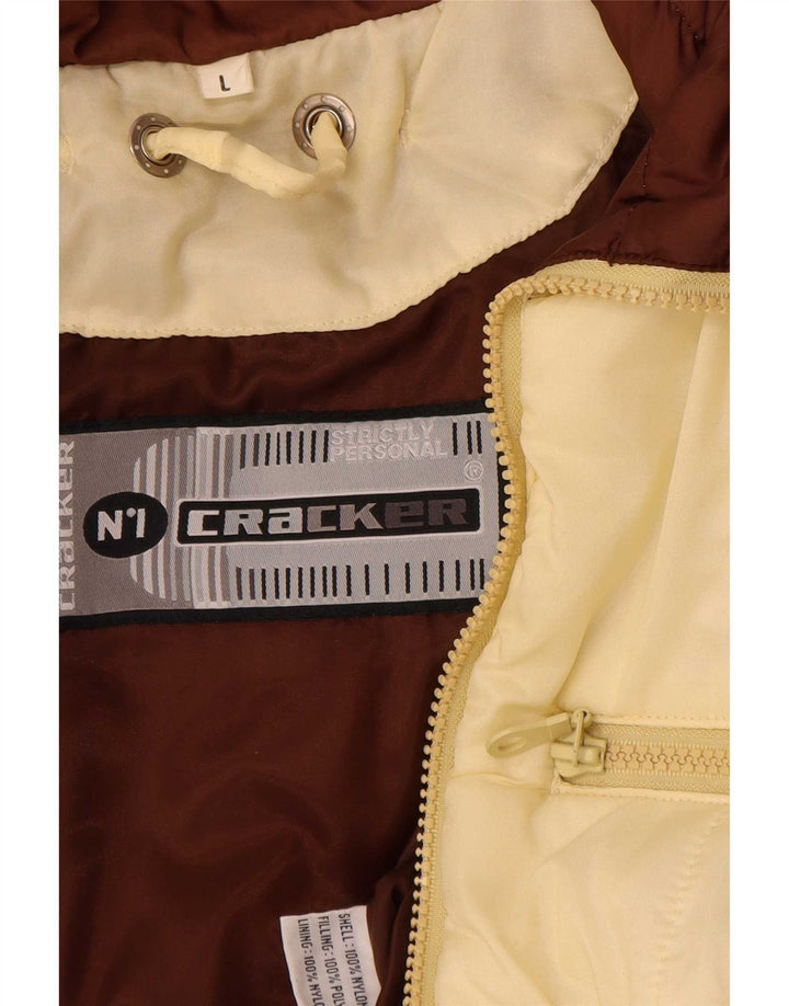 Vintage Herren Wattierte Jacke UK 40 Large Beige Colourblock Nylon