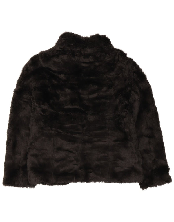 Topshop Damen Kunstpelzjacke UK 10 Small Schwarz Acryl
