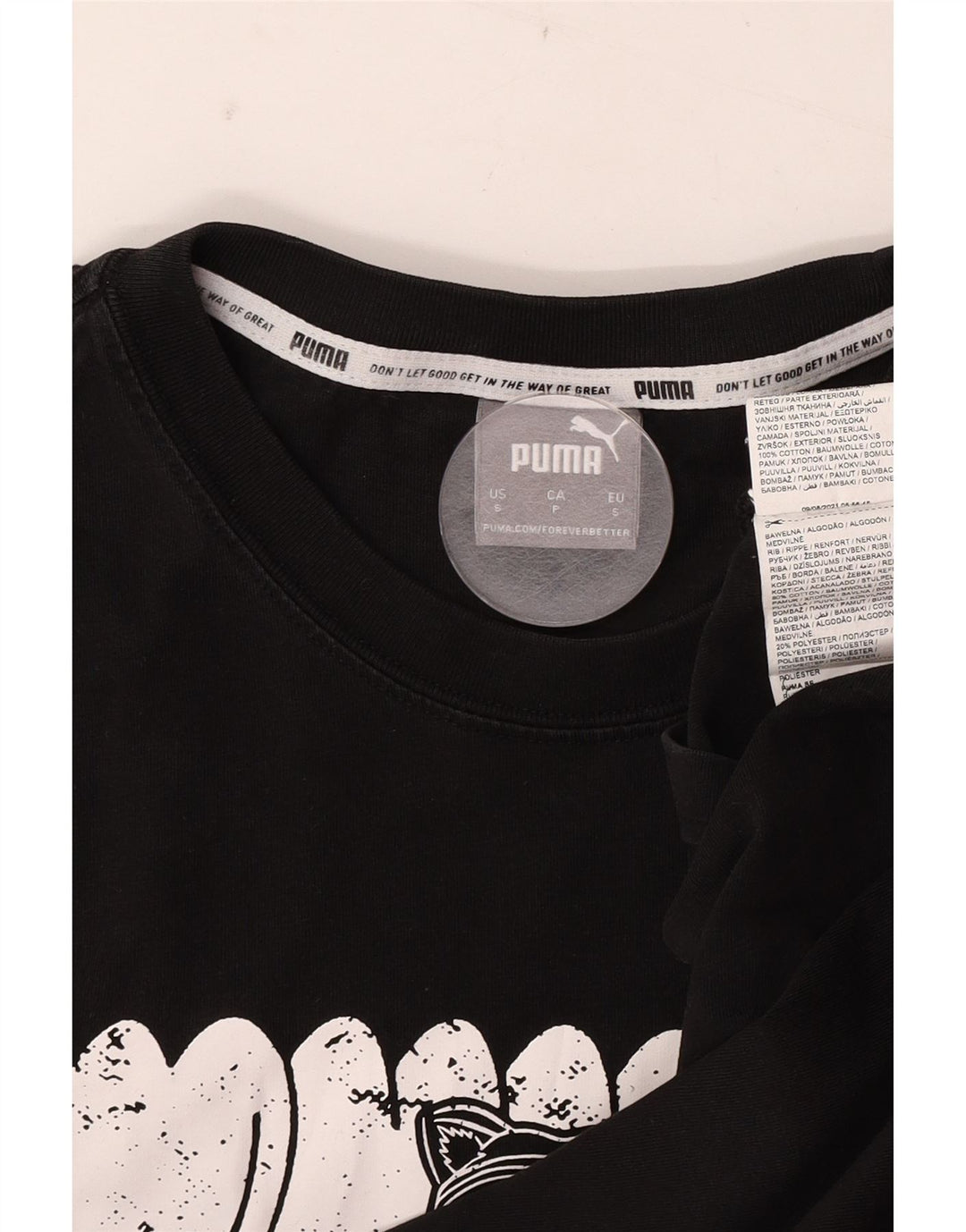 Puma Herren Grafik T-Shirt Top Small Schwarz Baumwolle