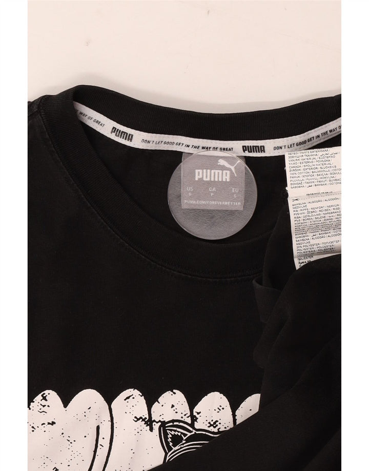 Puma Herren Grafik T-Shirt Top Small Schwarz Baumwolle
