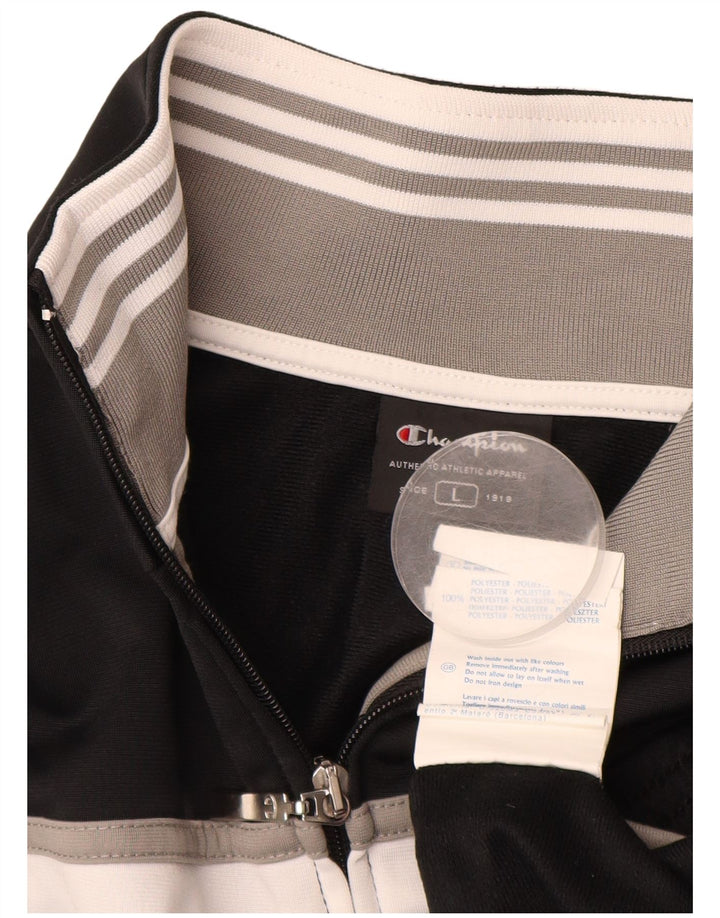 CHAMPION Herren-Trainingsanzug-Top-Jacke, großes schwarzes Farbblock-Polyester