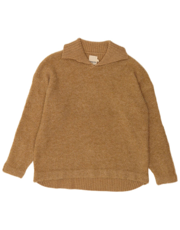 Indi & Cold Damen-Pullover, übergroß, Rollkragen, UK 16, Größe L, beige Wolle