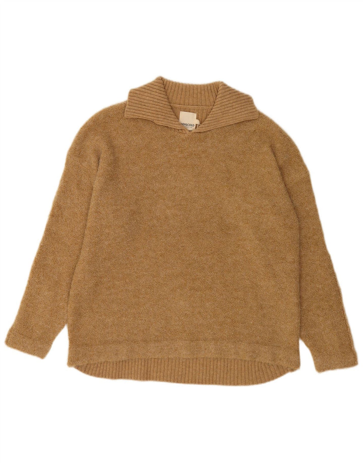 Indi & Cold Damen-Pullover, übergroß, Rollkragen, UK 16, Größe L, beige Wolle