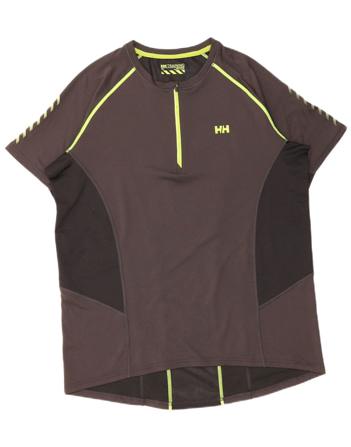 HELLY HANSEN Herren Kurzarm-Pullover-Trainingsanzug-Oberteil XL Grau Farbblock