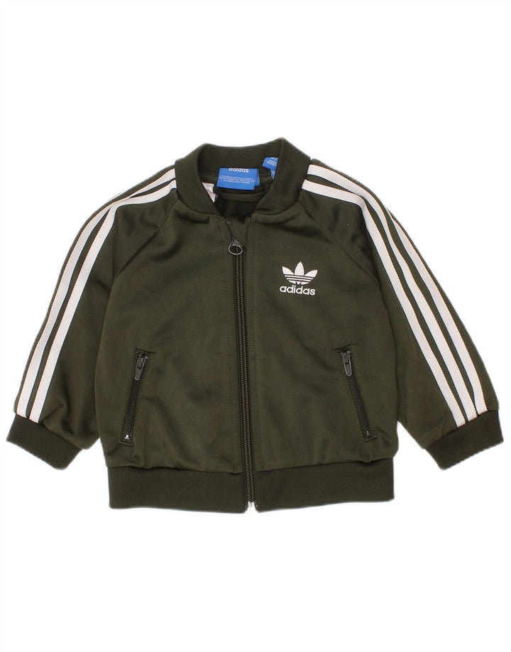 ADIDAS Baby-Jungen-Trainingsanzug, Oberteil, Jacke, 3–6 Monate, Khaki, Polyester