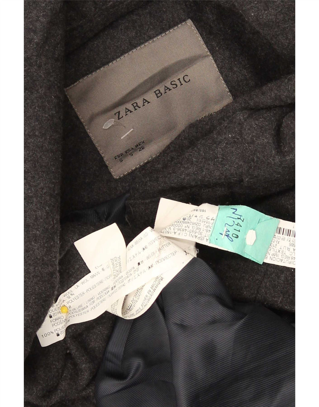 Zara Damen Kapuzenmantel UK 10 Small Schwarze Wolle