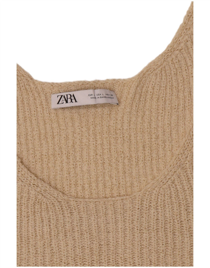 Zara Damen Weste Top UK 14 Large Beige