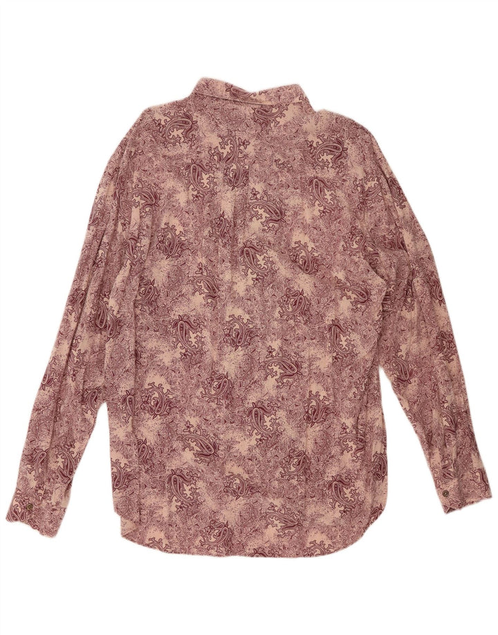 LEADER Herrenhemd XL Lila Paisley Viskose