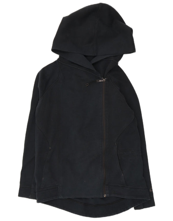 NIKE Womens Oversized Zip Hoodie Sweater UK 10 Small Navy Blue Cotton