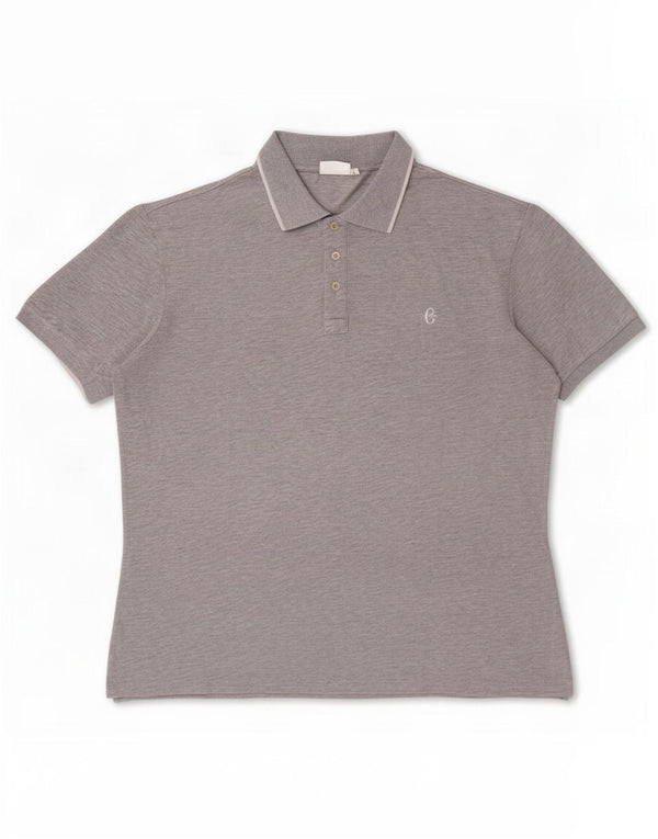 Conte of Florence Mens Polo Shirt Large Grey Cotton