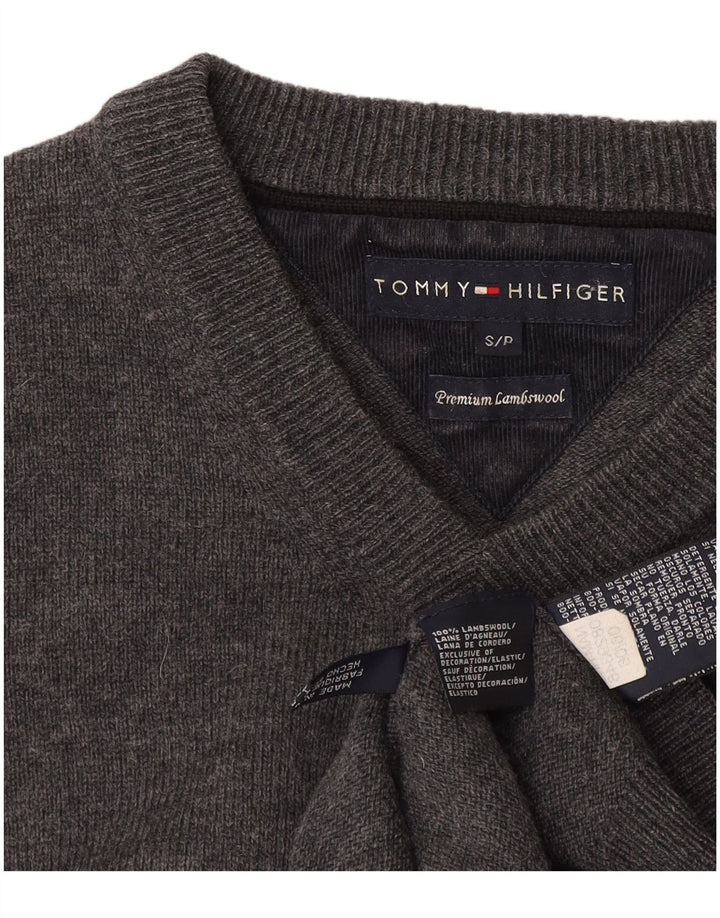 Tommy Hilfiger Herren-Pullover mit V-Ausschnitt, kleine graue Lammwolle