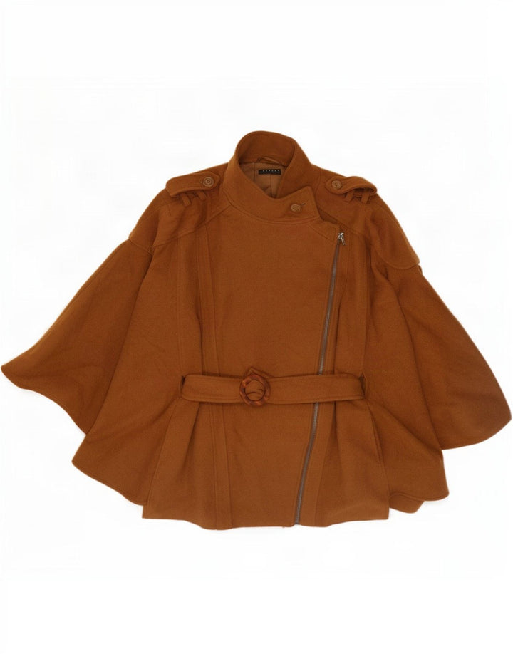 Sisley Damen Militär-Cape-Mantel IT 46 Große braune Wolle
