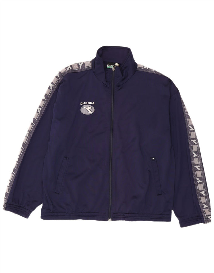 Diadora Herren-Trainingsanzugoberteil mit Grafik, Größe UK 40, Mittelmarineblau, Polyester