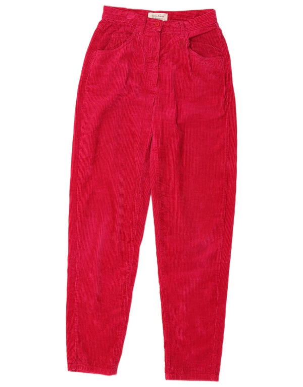 Benetton Damen Tapered Cordhose IT 40 Small W26 L30 Rosa Baumwolle