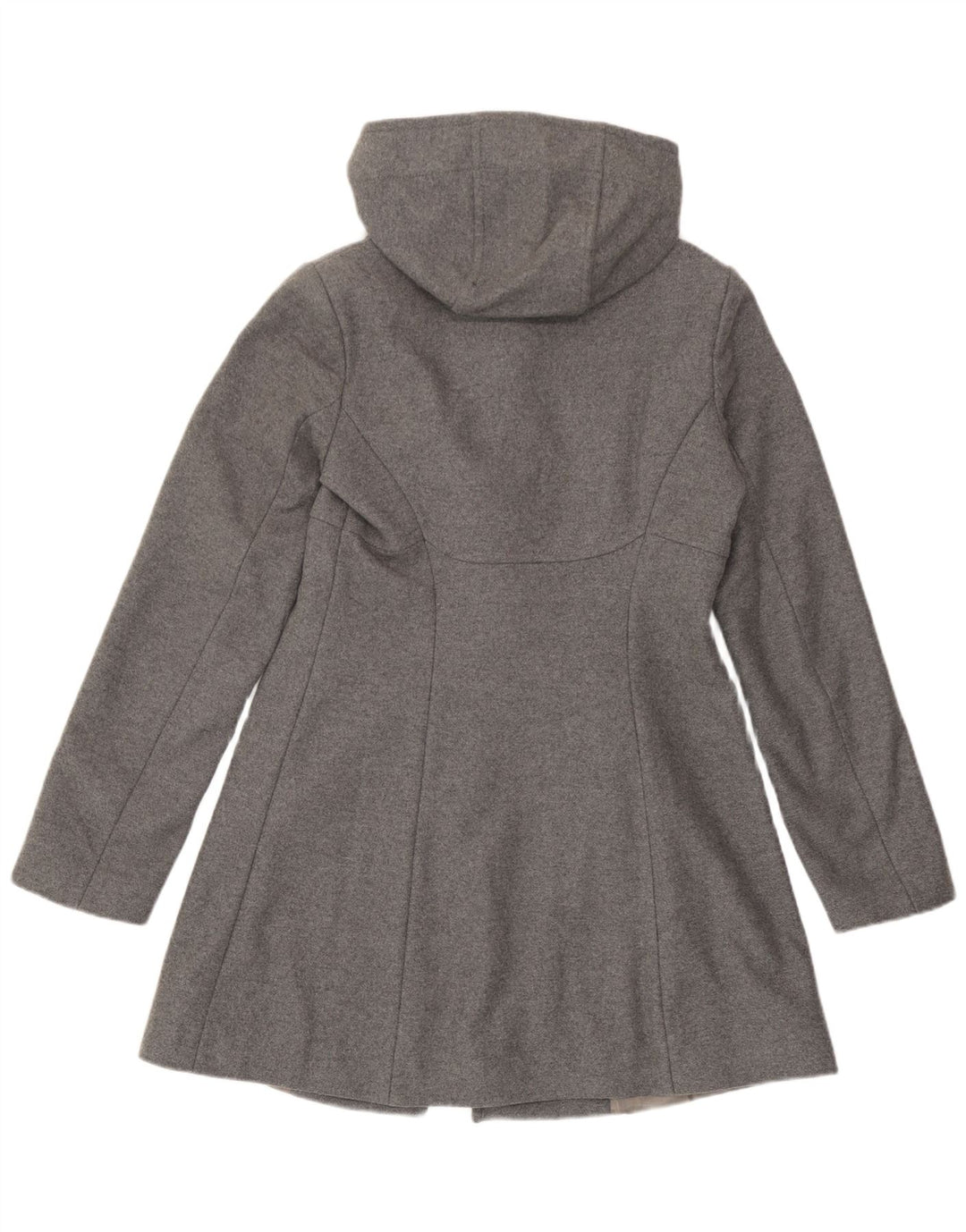 Benetton Damen Dufflecoat mit Kapuze IT 40 Small Graue Wolle