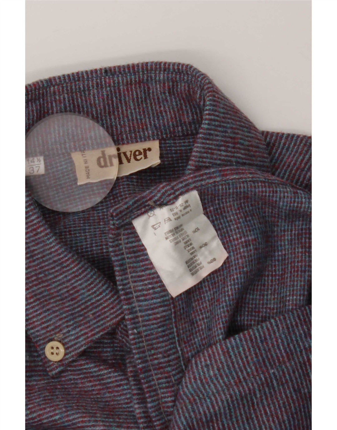 Vintage Herren Flanellhemd Größe 37 14 1/2 Kleines lila gestreiftes Polyester
