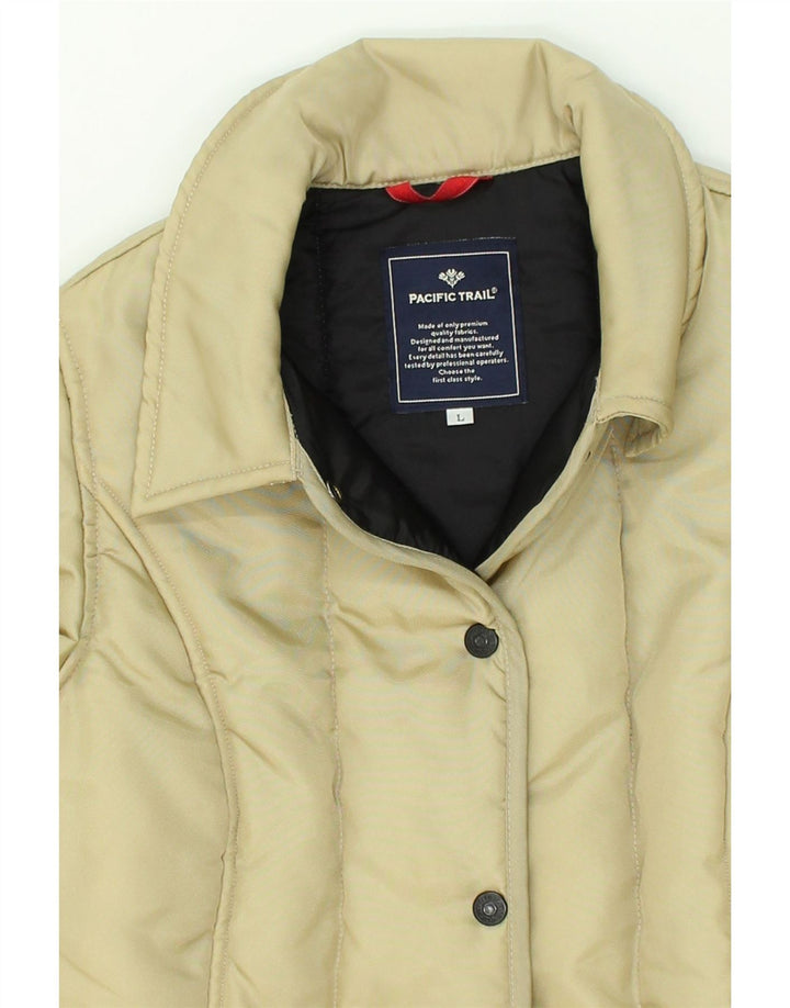 VINTAGE Womens Padded Jacket UK 14 Large Beige Nylon | Vintage Vintage | Thrift | Second-Hand Vintage | Used Clothing | Messina Hembry 