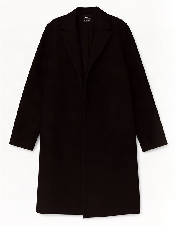 Zara Damen Mantel UK 10 Small Schwarz Polyester