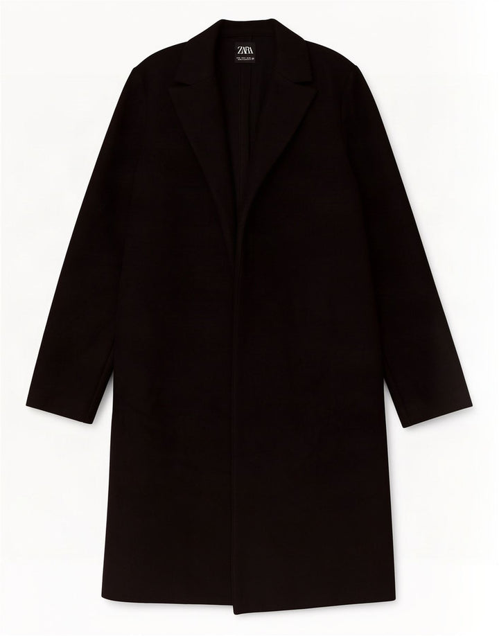 Zara Damen Mantel UK 10 Small Schwarz Polyester