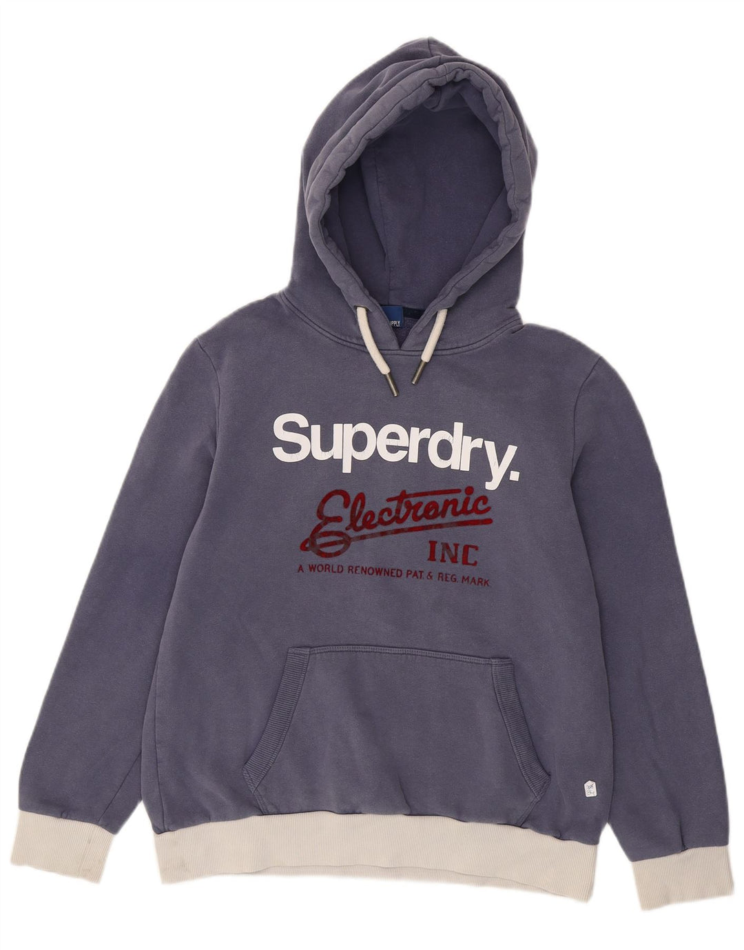 SUPERDRY Damen-Kapuzenpullover mit Grafik, UK 16, Größe L, Marineblau, Farbblock