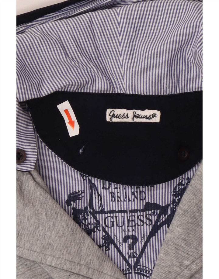 Guess Jungen-Blazer mit 3 Knöpfen und Kapuze, 7–8 Jahre, graue Baumwolle