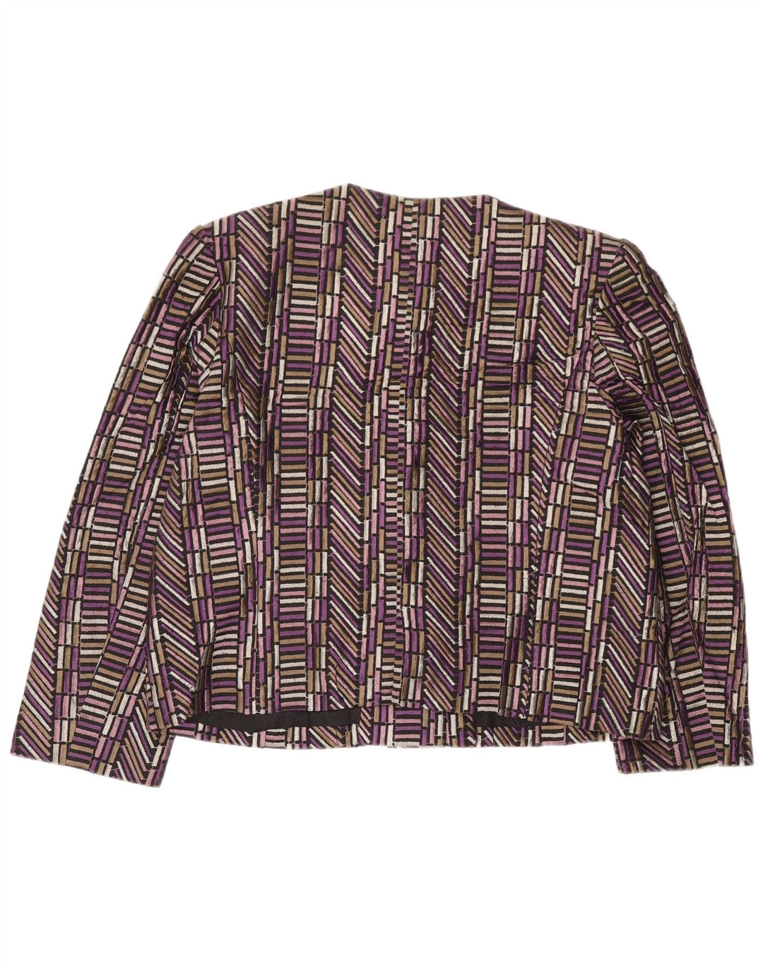 Vintage Damen 4-Knopf-Blazerjacke UK 14 Mittellila geometrische Seide