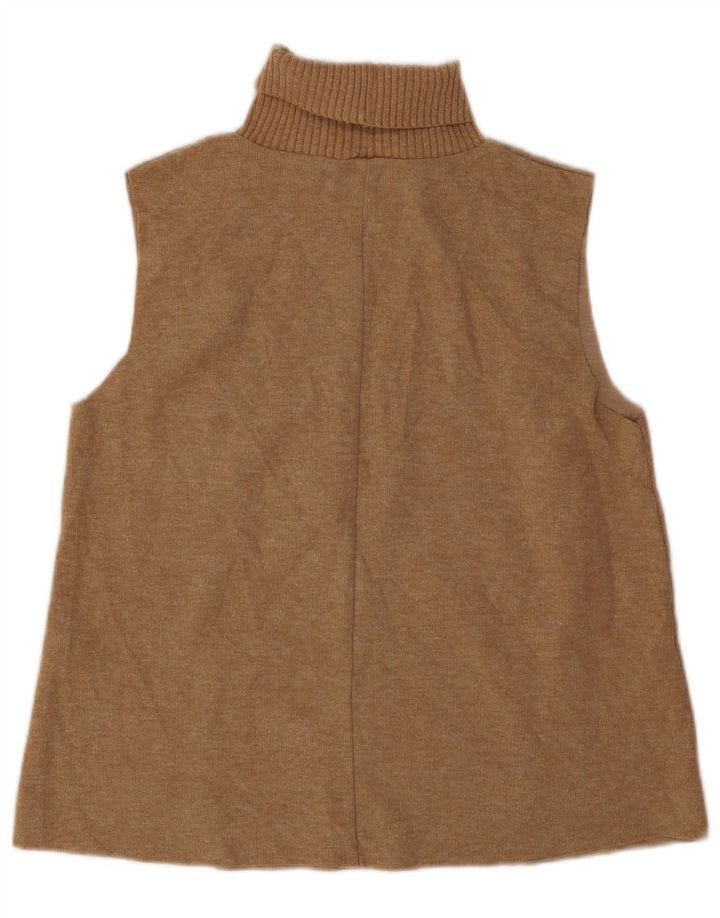 Zara Damen Rollkragen-Tanktop UK 14 Medium Beige Polyester