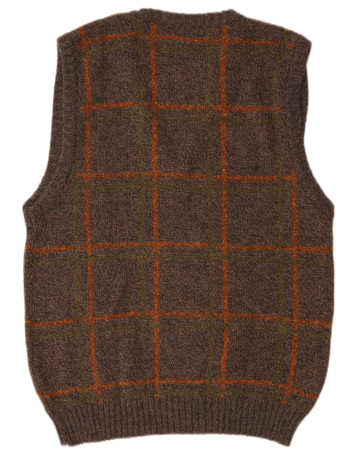 Wegner Herren Weste Tank Top IT 48 Mittelbraun kariert Polyacryl