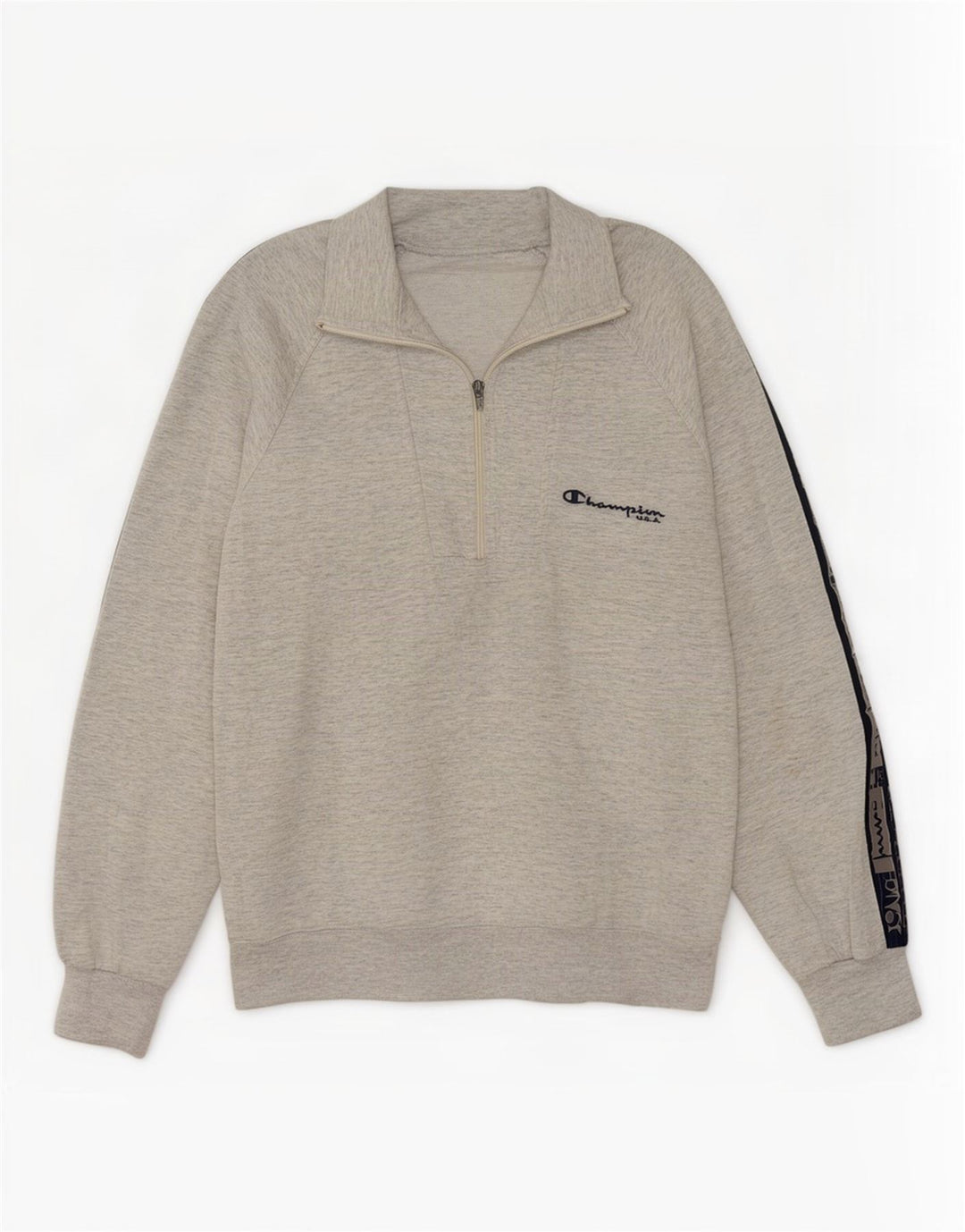 Champion Herren-Sweatshirt mit grafischem Reißverschluss, Mittelgrau, Farbblock