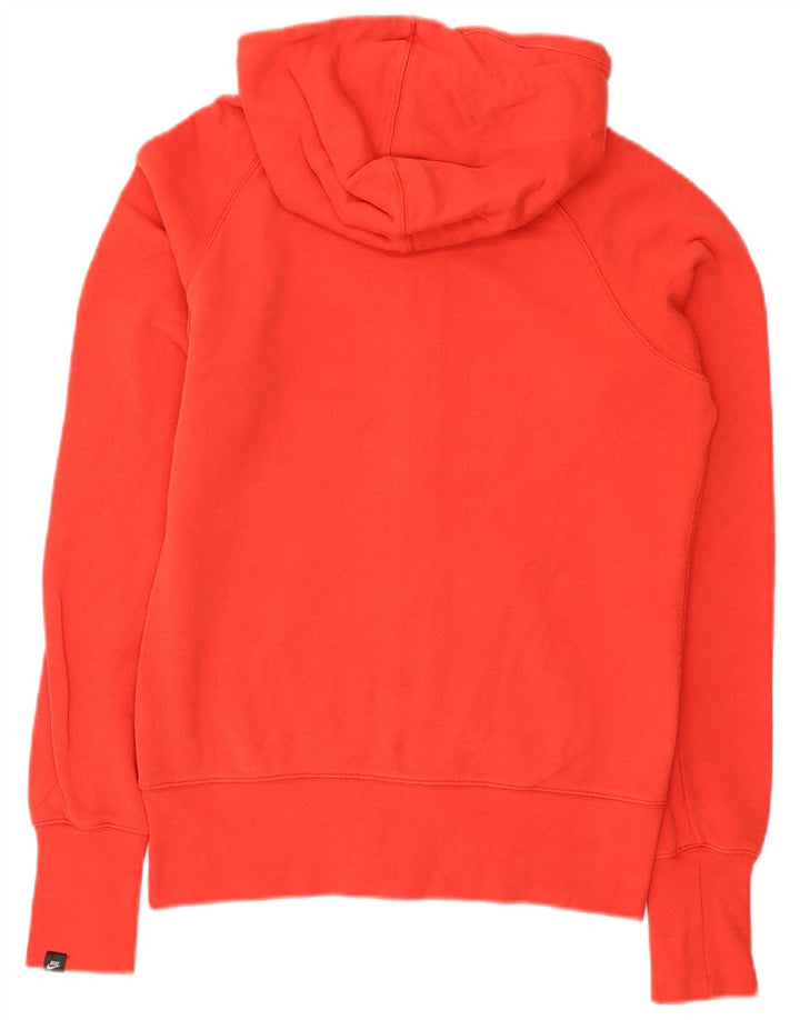 Nike Damen Zip Hoodie Pullover UK 14 Mittelrote Baumwolle
