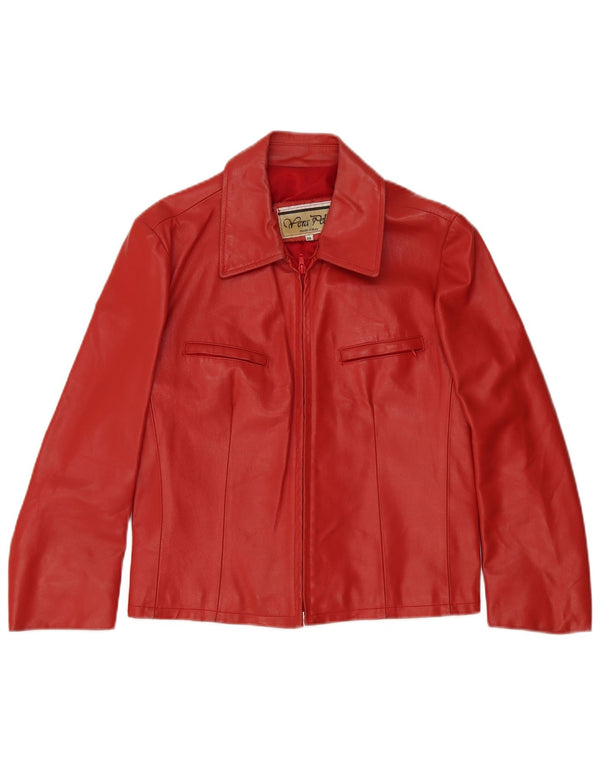 Vintage Damen Lederjacke IT 48 XL Rotes Leder