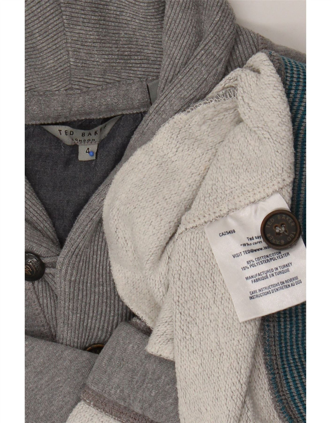 Ted Baker Herren-Trainingsanzug, Oberteil, Jacke, Größe 4, groß, graue Baumwolle