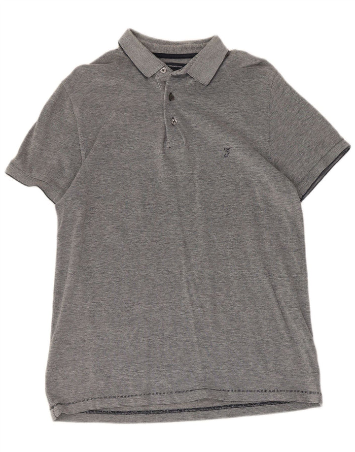French Connection Herren-Poloshirt, schmal, groß, grau gesprenkelte Baumwolle