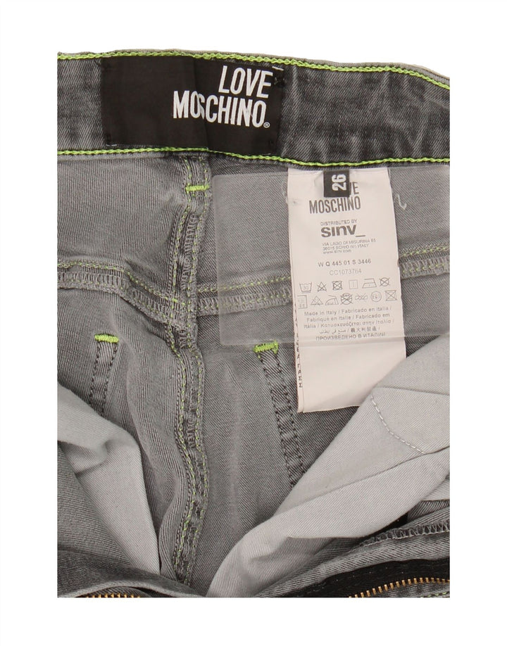 MOSCHINO Womens Distressed Straight Jeans W26 L26 Grey Cotton Vintage Moschino and Second-Hand Moschino from Messina Hembry 