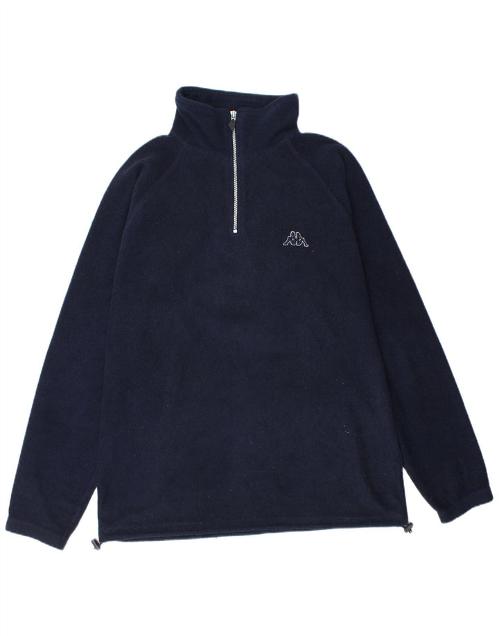 Kappa Herren-Fleecepullover mit Reißverschluss am Hals, groß, marineblaues Polyester