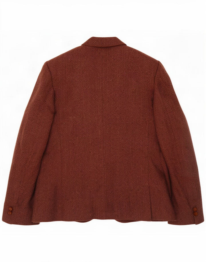 Vintage Womens 2 Button Blazer Jacket UK 14 Medium Brown Herringbone