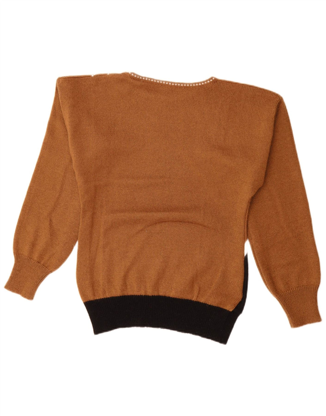 Vintage Damen-Pullover mit U-Boot-Ausschnitt, EU 40, mittelbraun, Farbblock