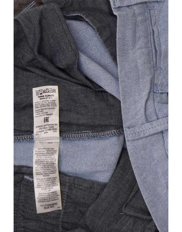 Marks & Spencer Herren-Chinoshorts W34, Größe L, Blau, Baumwolle