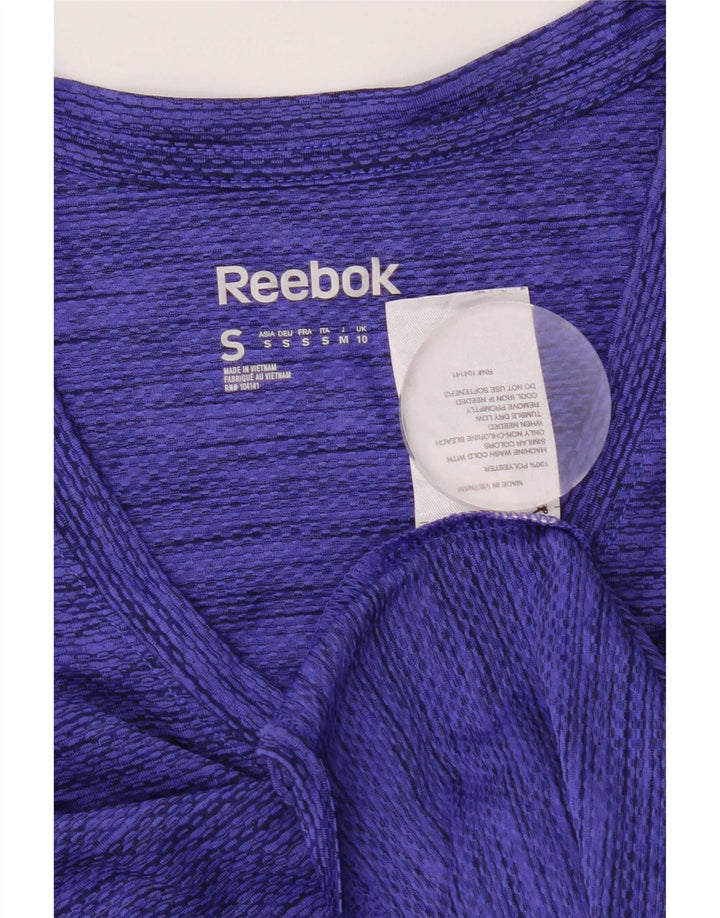 Reebok Damen Speedwick T-Shirt Top UK 10 Small Blau meliert Polyester