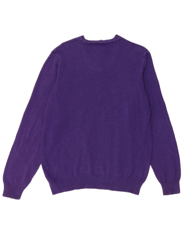 Marks & Spencer Herren Blauer Harbor-Pullover mit V-Ausschnitt Mittelviolett