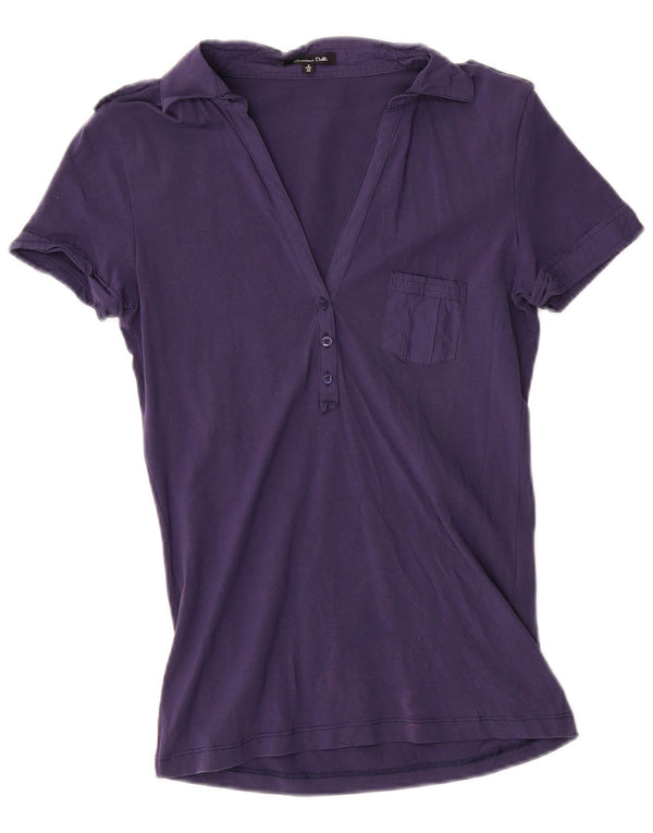 Massimo Dutti Damen Poloshirt UK 10 Small Marineblau Baumwolle