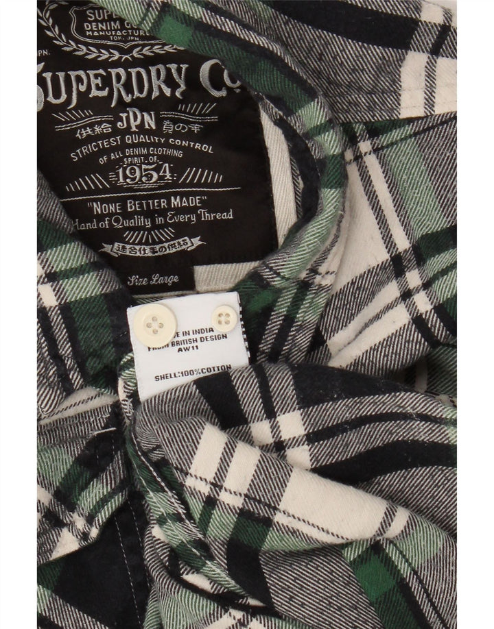 Superdry Herren-Flanellhemd, groß, marineblau, kariert, Baumwolle