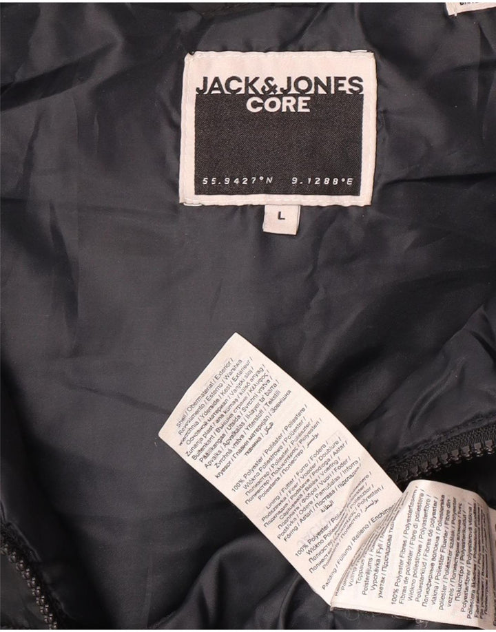 Jack & Jones Herren-Weste mit Kapuze, gepolstert, UK 40, Größe L, Schwarz, Polyester