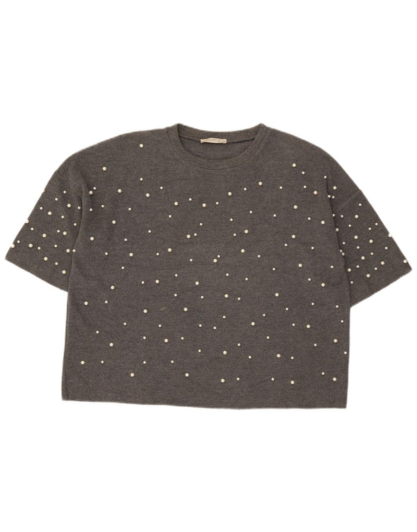 Zara Damen Trafaluc Übergroßes T-Shirt Top UK 10 Small Grau