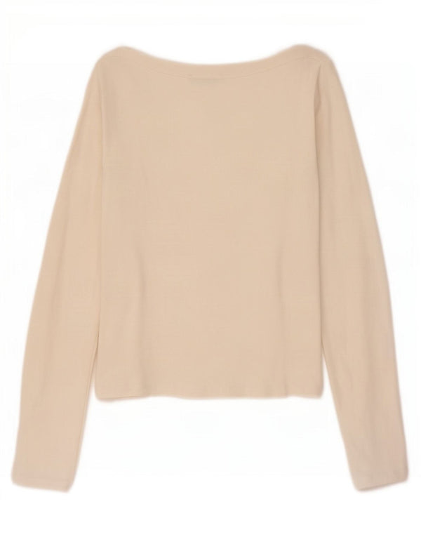 Zara Damen Crop Top Langarm UK 14 Large Weiß