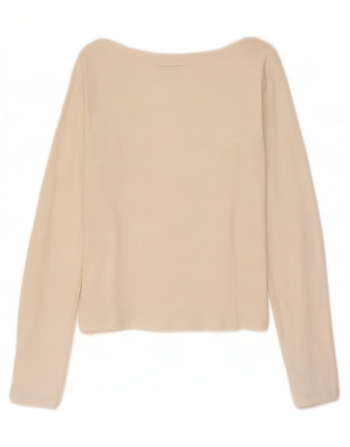 Zara Damen Crop Top Langarm UK 14 Large Weiß