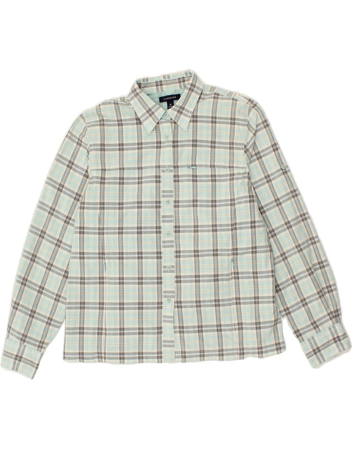 LANDS END Womens Shirt UK 14 Medium Blue Check Cotton Vintage Lands End and Second-Hand Lands End from Messina Hembry 